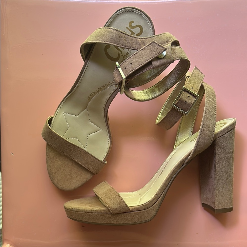 Circus by Sam Edelman Blush Pink Suede Heeled Sandals Size 7.5